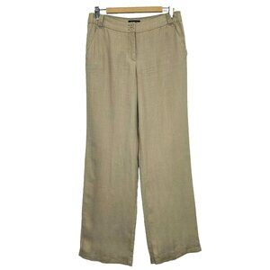 Julia Bergovich Pants Womens Size 36 US Medium 100% Linen Khaki Tan Straight Leg